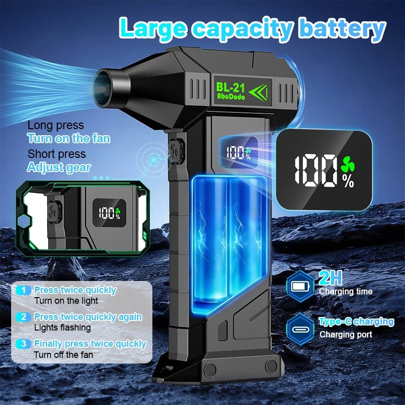 New Upgraded Portable Turbo Jet Fan, Quiet Noise Reduction, Cordless Air Blower, Air Dryer, High Power Turbo Dust Removal Fan, Equipped with Brushless Motor, Built-in Large Capacity Long Lasting Battery