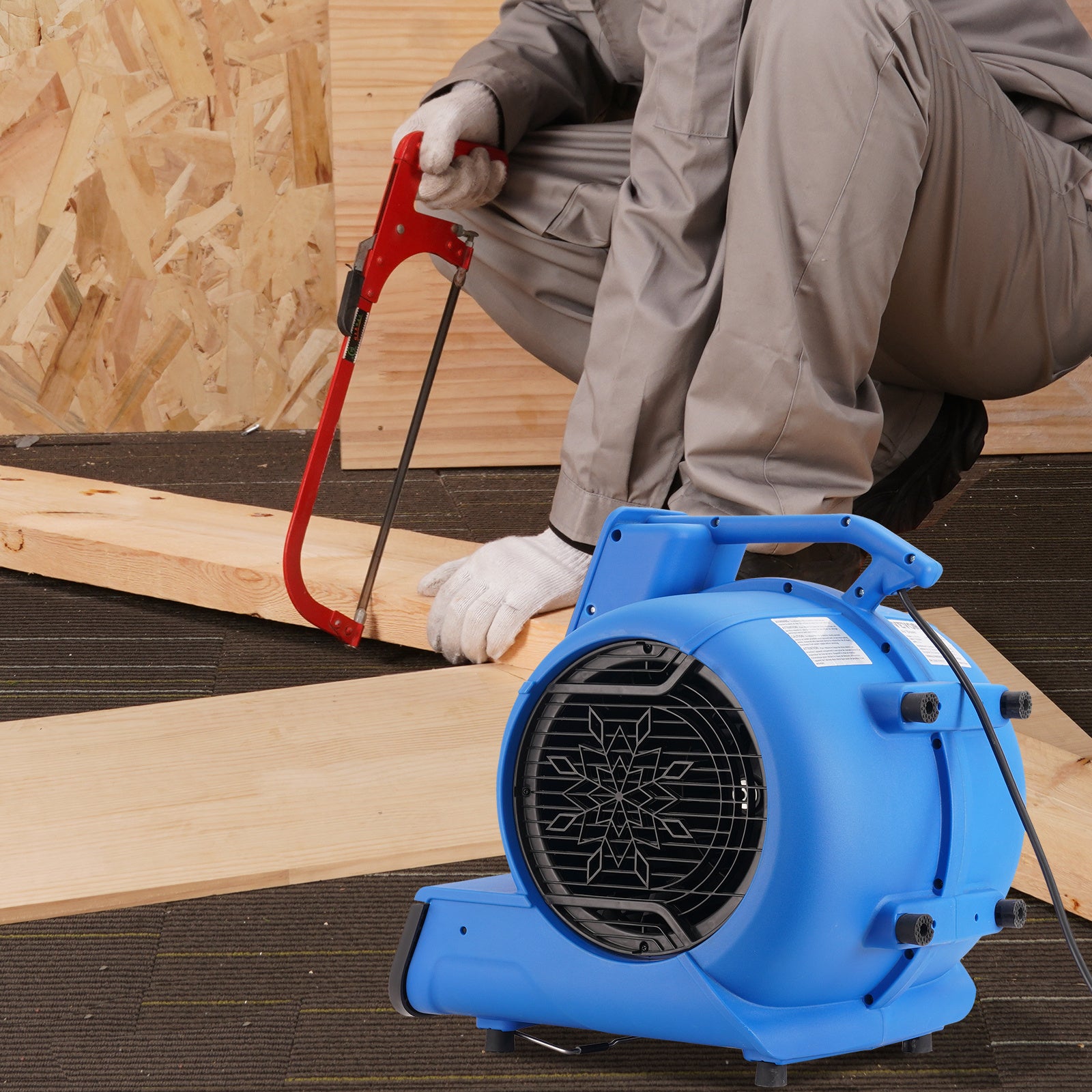VEVOR Floor Blower, 1/2 HP, 2600 CFM Air Mover for Drying and Cooling, Portable Carpet Dryer Fan with 4 Blowing Angles and Time Function, for Janitorial, Home, Commercial, Industrial Use, ETL Listed