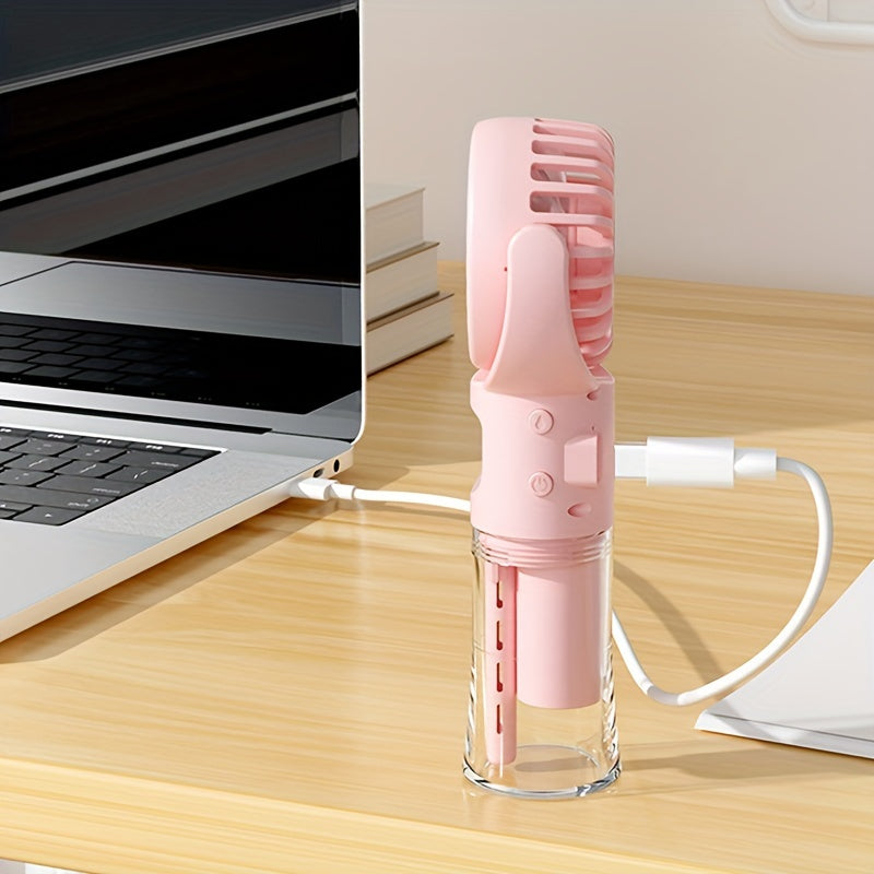 Handheld Spray Fan Desktop Humidifying Fan, Outdoor Portable Mist Cooling Mini Fan with 4 Speed Adjustment