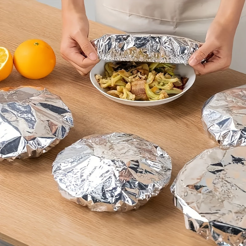 Food-Grade Reusable Foil Insulation Lid – Tabletop Heat Retention Cover, Aluminum Foil Lid, Kitchen Freshness & Heat Preservation Film Cover for Bowls, Plates, Dishes – Keeps Food Warm, Fresh, and Protects from Insects & Dust, Food Warming Equipment