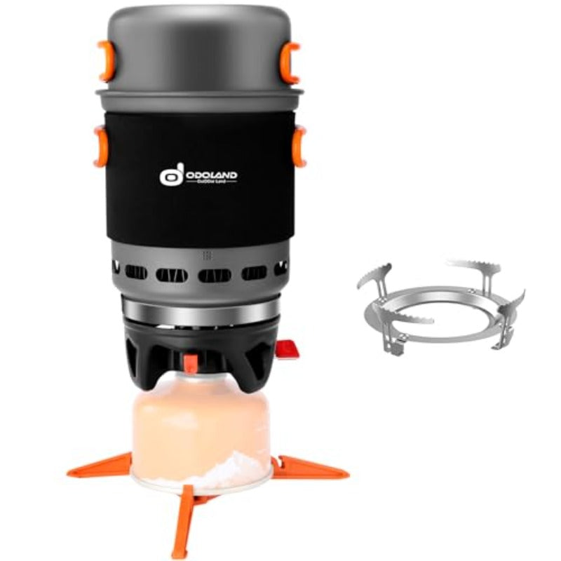 7-in-1 Energy-Saving Cookware Set | Lightweight Iron Camping Pot with Burner, Ideal for Hiking, Mountaineering, Fishing and Backpacking/