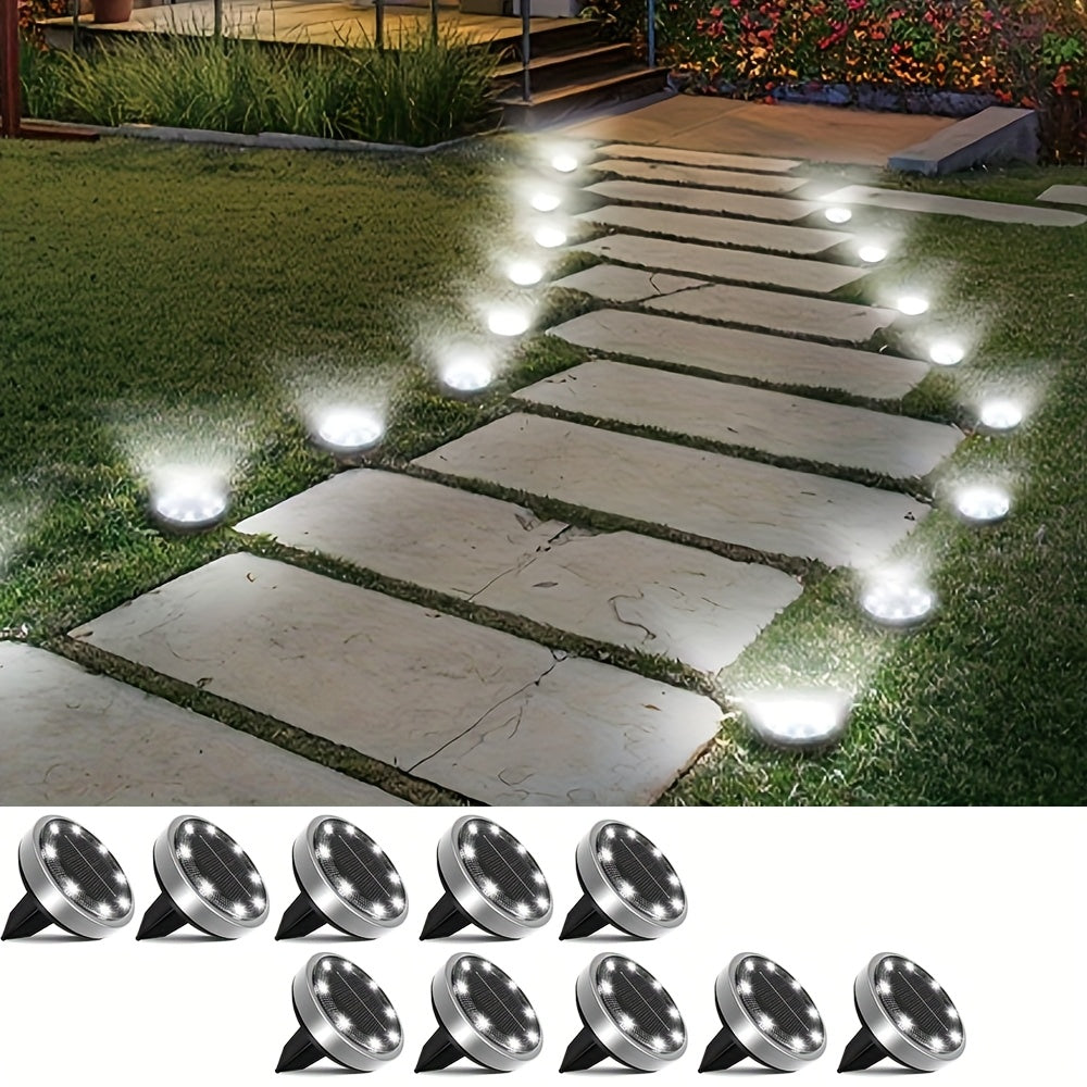 4/5/6/10/12/20pcs 8LED Super Bright Solar In-Ground Light (Regular/Mini Style) Outdoor IP44 Solar Powered Ground Light, Perfect for Garden, Backyard, Stairs, Pool, Walkway, Driveway, Pavement, Flower Bed, Auto On/Off, Easy Installation