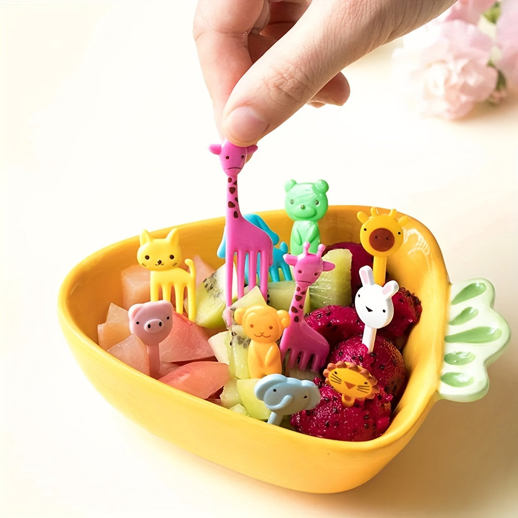 10-Piece Set Fun Animal High-Quality Fruit Forks – Durable ABS Material, Reusable Dessert Forks, Christmas Cutlery, Christmas Party Dessert Forks, Winter Dinnerware Set – Perfect for Winter, New Year, Easter Room Decoration