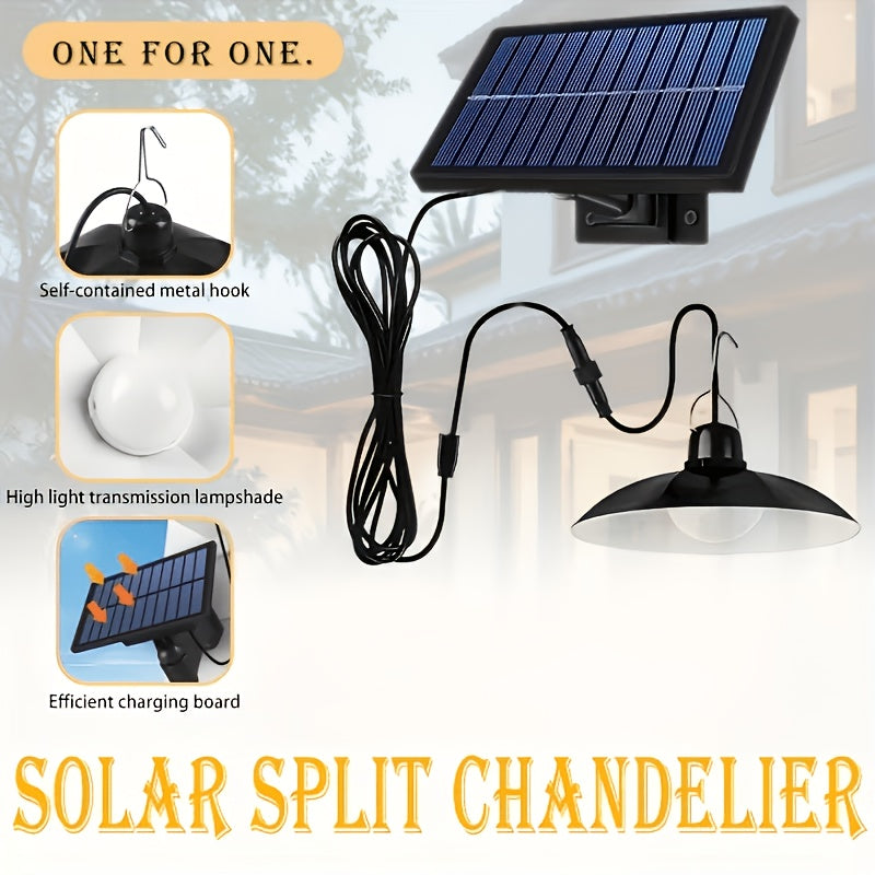 Solar Pendant Light - Dual/Single Head, Outdoor and Indoor Lighting, Suitable for Patio, Garage, RV Camping - Adjustable Brightness, Easy Installation, Outdoor Solar Light