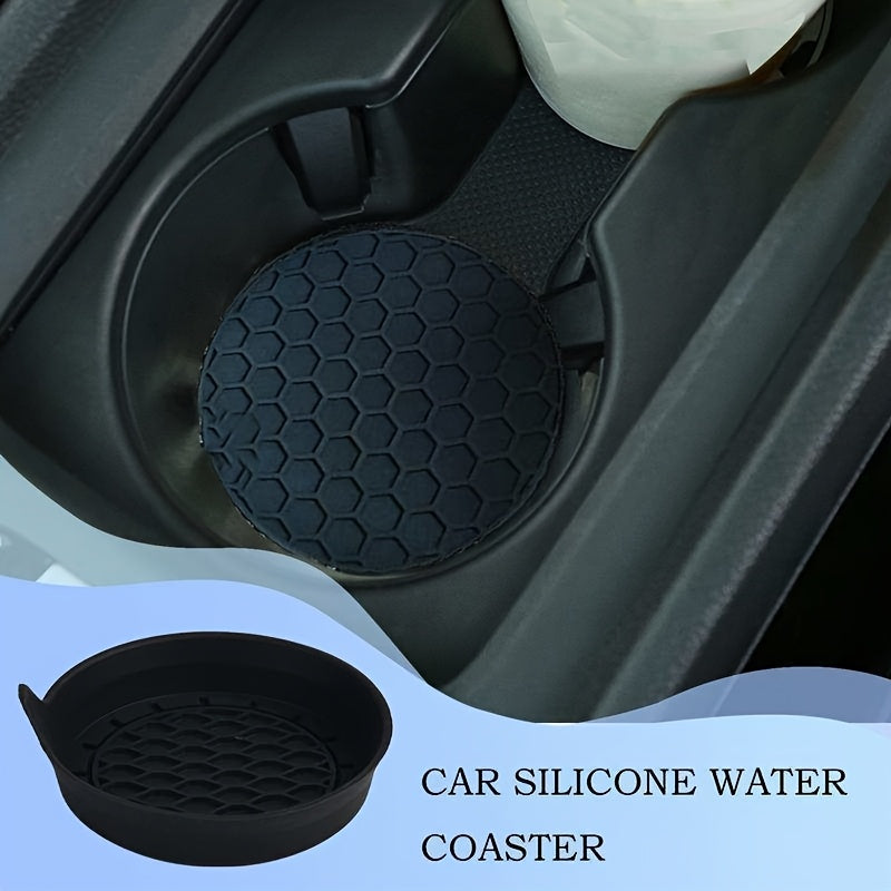 Silicone Car Cup Holder Coaster – Waterproof Anti-Slip Pad, Universal Round Car Storage Tray Liner, Center Console Drink Mat