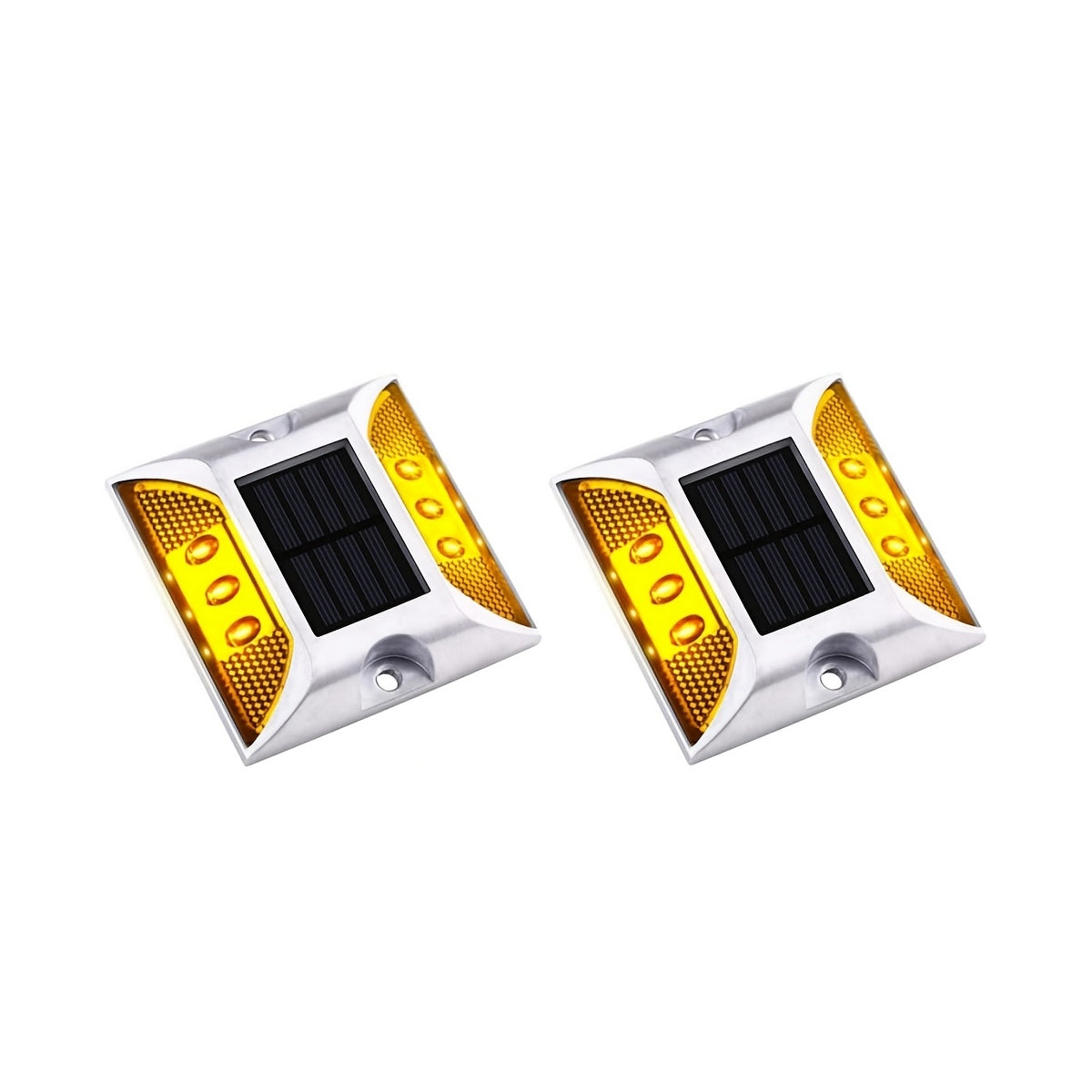 2/4 Pcs Solar Driveway Dock Lights, IP67 Solar Deck Lights, Outdoor Warning Step Lights Reflective Road Markers for Sidewalk Stair Garden Path Walkway (Red Green Blue Yellow Daylight White)