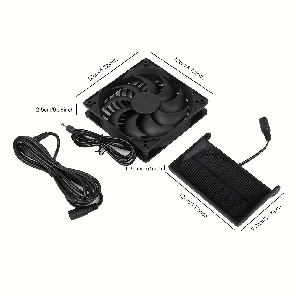 2Pcs/1Set Solar Panel & Rotary Fan Combo, Portable Solar Cooling Fan for Picnic Travel, Outdoor Cooling Essential