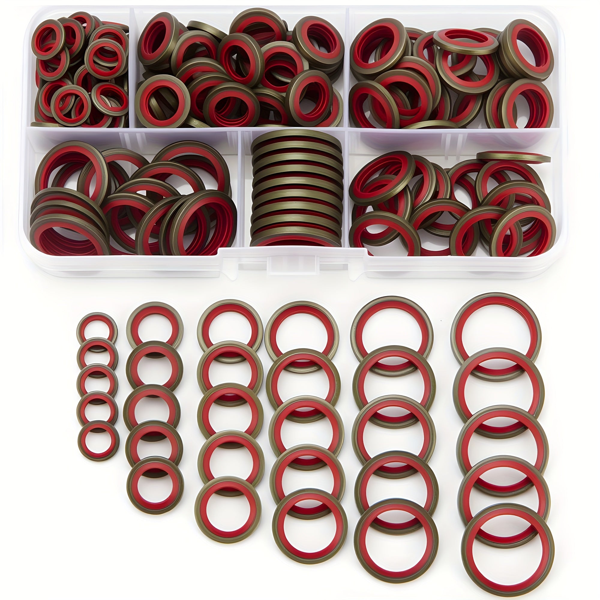 156pcs/box OR 106pcs/box OR 56pcs/box Car Oil Pan Drain Plug Rubber Drain Lock Rubber Drain Plug Replaceable Gasket Seal Kit M6 M8 M10 M12 M14 M16 NBR Metal Sealing Washer Gasket Set | High Pressure Hydraulic