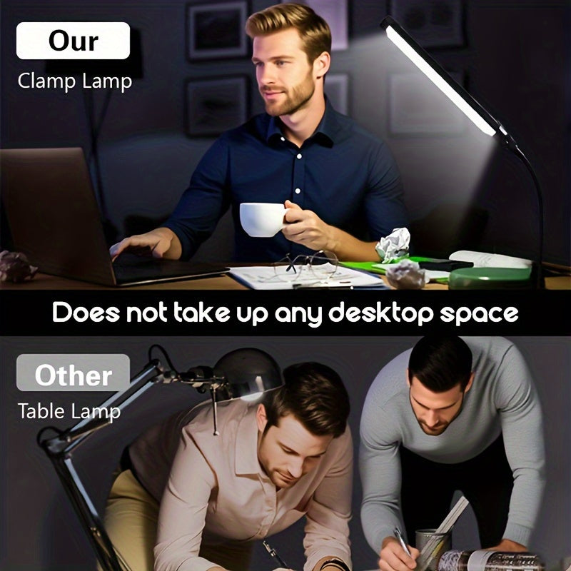 1pc USB metal stand clip desk lamp, photography fill light, adjustable height, three-color light adjustable, 360-degree metal flexible hose freely bendable, 96 LED beads, fill light clip lamp, reading light, desk lamp, night light
