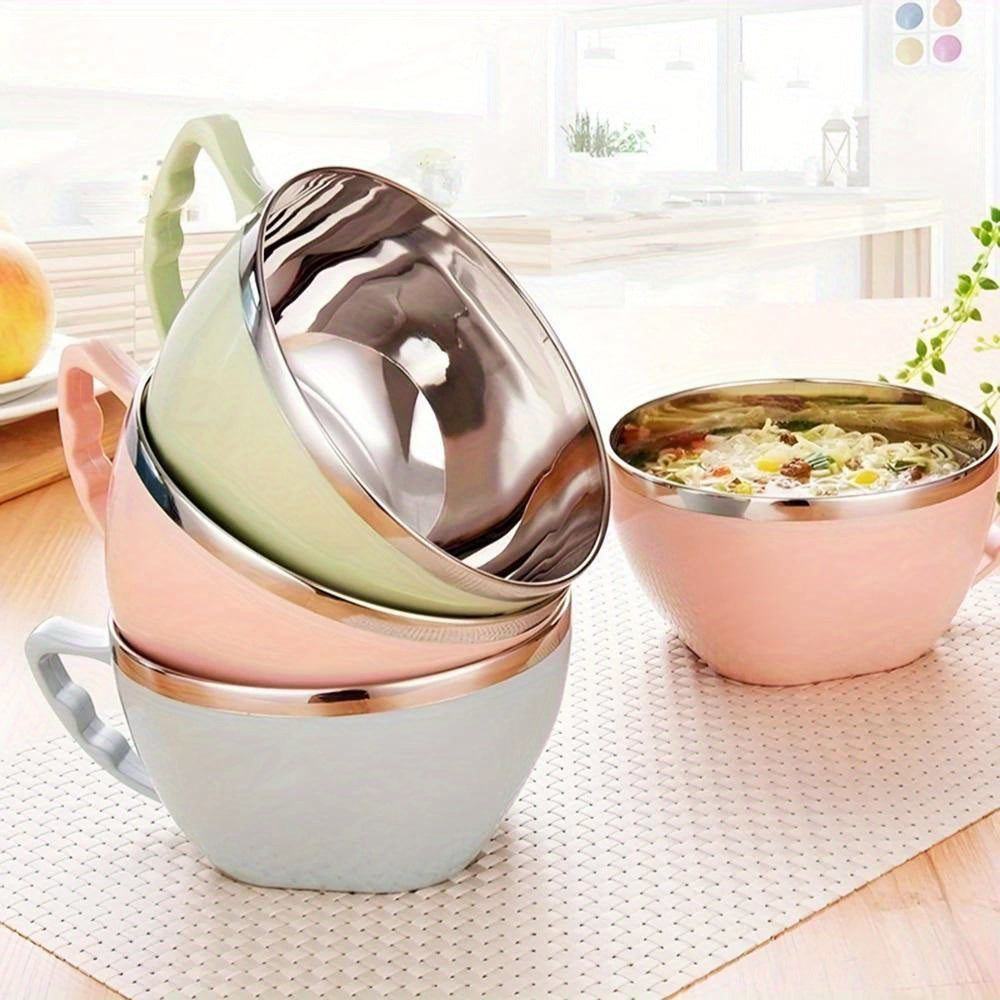 Stainless Steel Insulated Noodle Bowl with Lid – Double-Layer Leak-Proof Design, Perfect for Hot Meals, Instant Noodles &amp; Takeout Food – Durable &amp; Easy to Clean – Ideal Choice for Home, Office, School Lunch Box, Travel Food Container