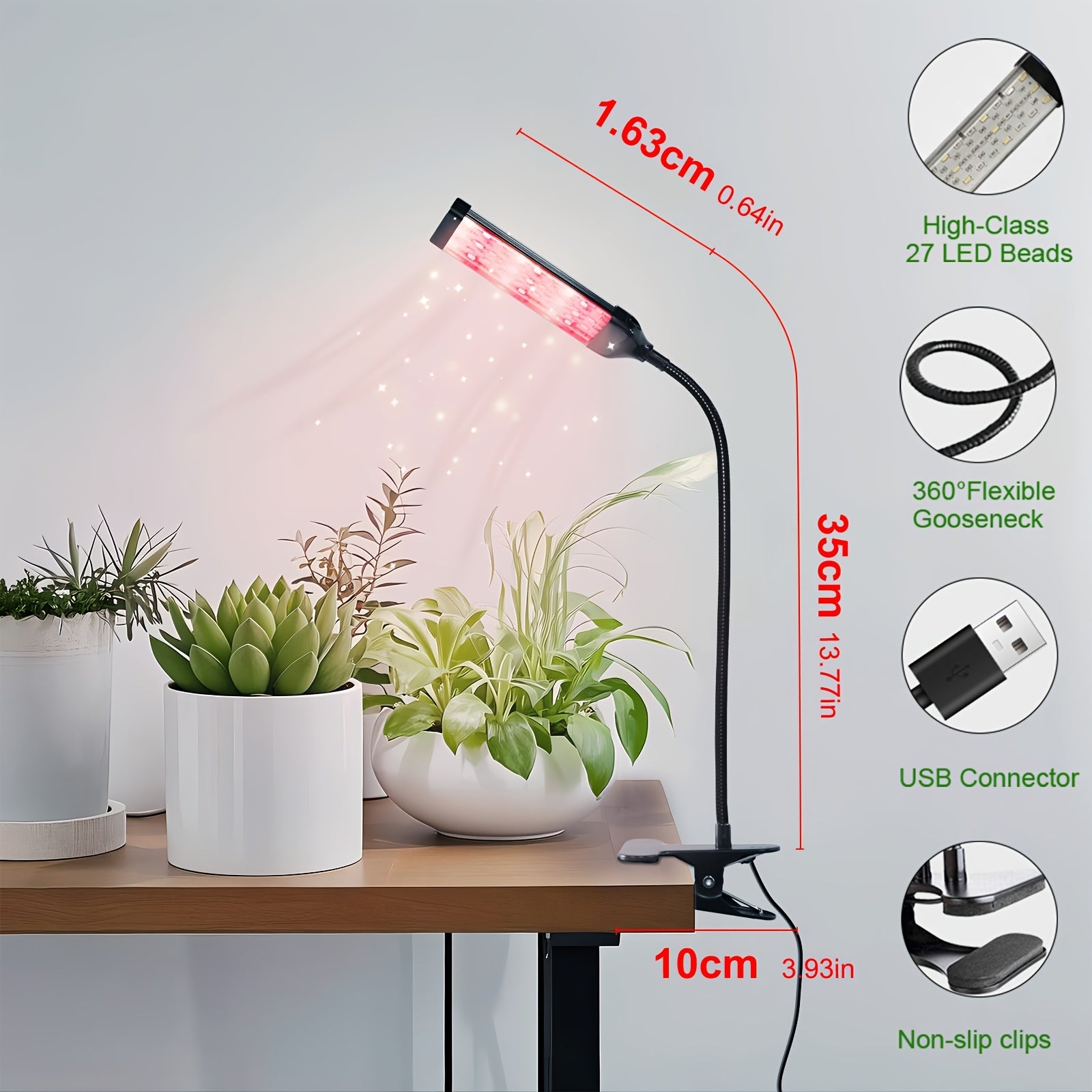 Square tube LED plant grow light, includes red, blue, white 3 colors, indoor supplemental light, indoor potted plant succulent seedling light, energy-saving, dimmable, timer function, worry-free and durable