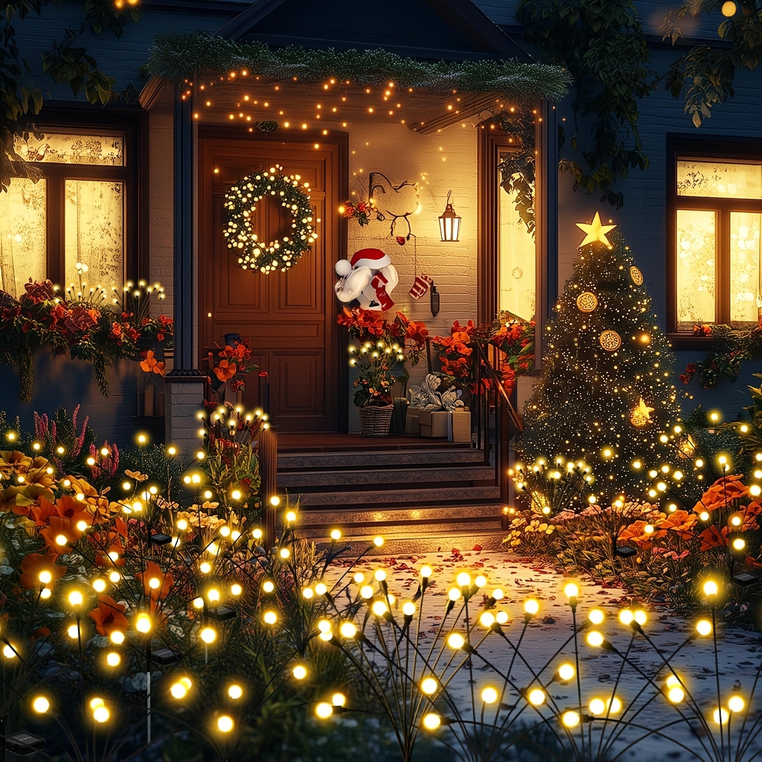 40/20/10 LED Solar Firefly Light Outdoor Solar Lighting LED Garden Decoration 8 Modes Adjustable Cafe Decoration Park Decoration Commercial Lighting Landscape Lawn Path Decoration Light Up Your Garden Halloween Decoration