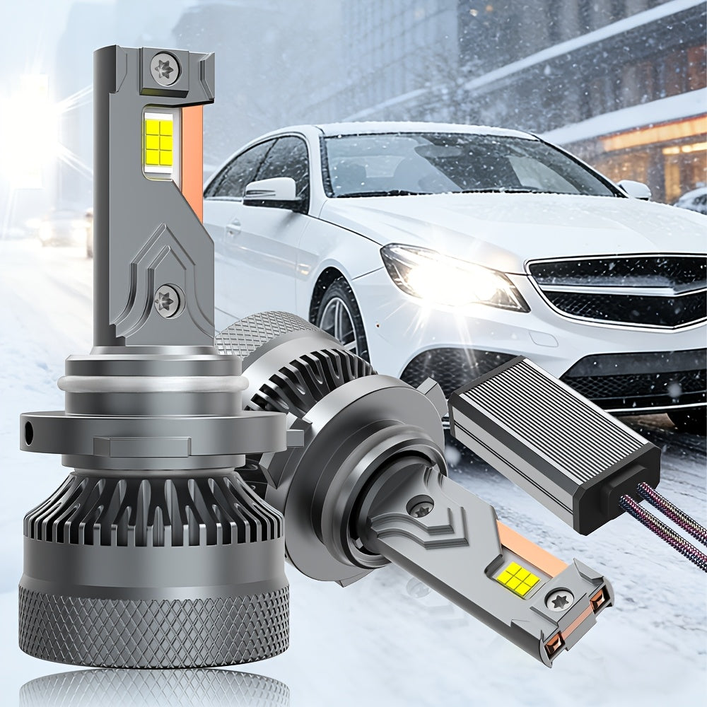 Automotive 2PCS LED Car Lights - H11/H7/H4/H1, 9012/9006/9005 - 40000LM, 250W High/Low Beam, 6500K Cool White Light, Spotlight, High-Performance Bulbs, 200% Brightness Increase, Plug-and-Play, No Battery Needed