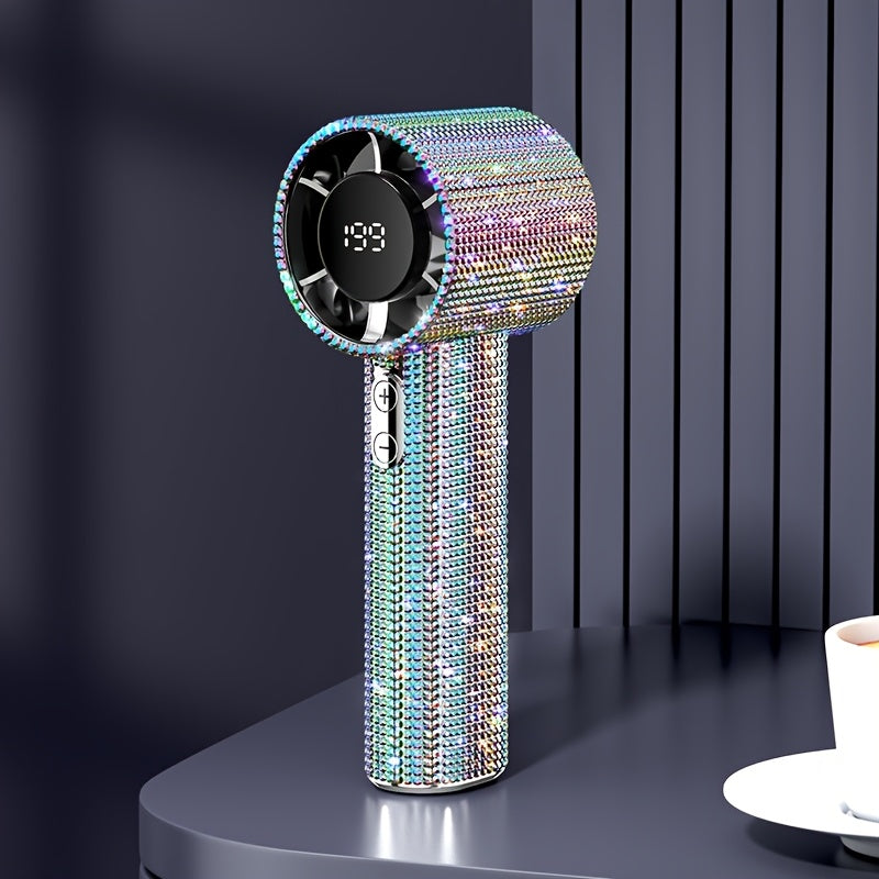 Diamond Style Handheld Mini Fan, Exquisite Design Long Lasting Battery Life