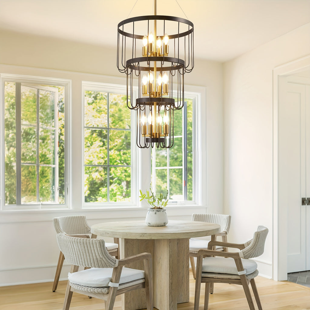 Farmhouse lighting lantern trapezoidal pendant light, modern hall lighting fixture, large chandelier for entryway, high ceiling