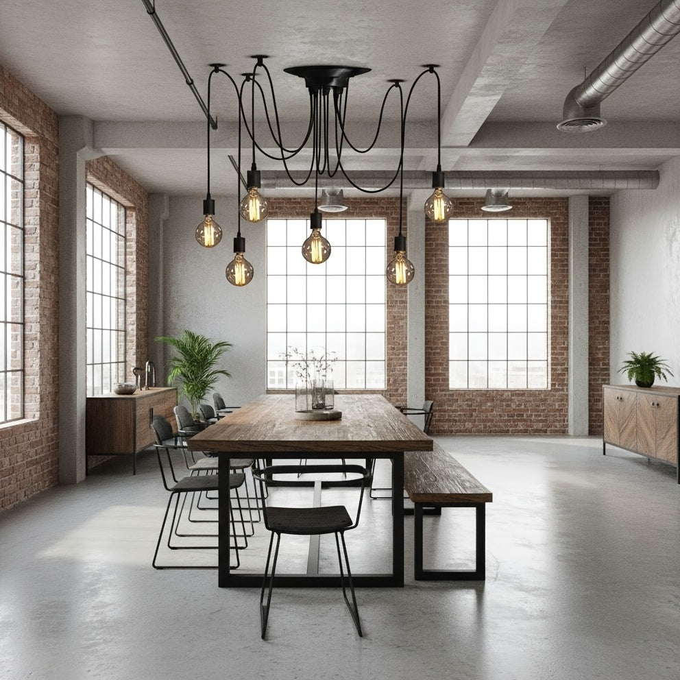 One-Pack, 6-Arm Spider Chandelier Ceiling Pendant Light, Vintage Style, Punk Style, Modern Style Pendant Light, Adjustable DIY, Hanging Fixture Suitable for Dining Room, Kitchen, Bedroom