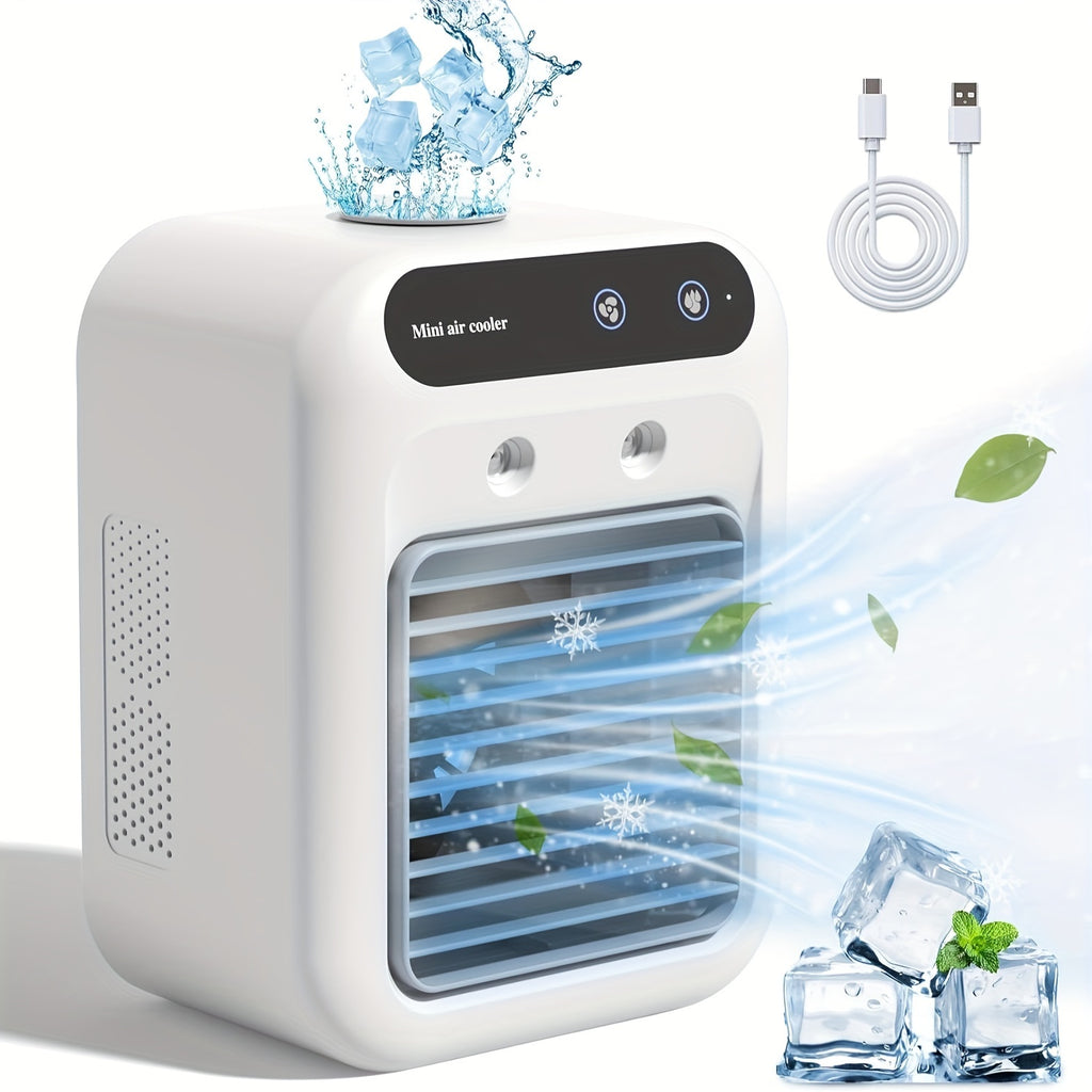NIJ USB Desk Fan & Air Cooler, Portable Personal Cooling Fan USB Powered, Lightweight Desktop Cooler for Home Office Dorm Travel, Quiet Mini Desk Fan Built-in Lithium Battery Filter-Free, Energy Saving Cooling Device