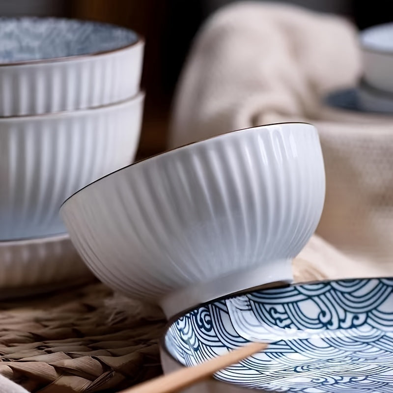 Japanese Ceramic Bowl Set (4 Pieces): Multi-Functional Dinnerware for Cereal, Soup, Dessert, Snacks & Fruit