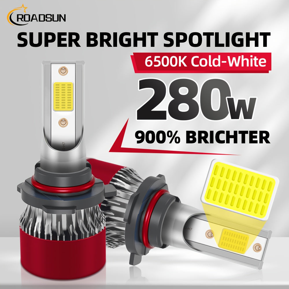 2-Pack Super Bright LED Headlight or Fog Light Bulbs, Compatible with H1, H7, H11, 9005/HB3, 9006/HB4, 9007, H13 Sockets. COB Chip Technology, 800% Brightness Increase, Easy Plug-and-Play Installation