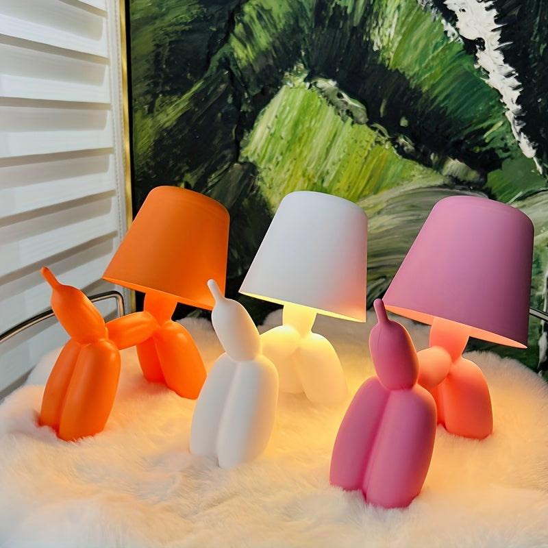 Creative romantic balloon dog shaped table lamp, equipped with touch switch, three-color stepless dimming, battery powered, dachshund ambiance light — perfect choice for hotel parties, Valentine‘s Day gifts