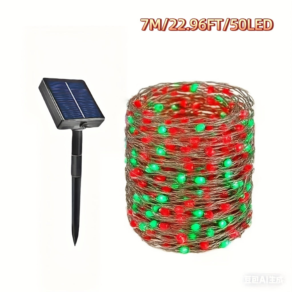 50/100/200/300LED锂电高亮太阳能灯户外花园仙女串灯，适用于圣诞院子树木派对婚礼装饰闪烁灯串，适用于11个国家的节日装饰万圣节装饰品，圣诞装饰品