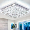 Exquisite Indoor String Light Square Crystal LED Ceiling Light, 15-Inch Modern Pendant Light 3-Layer Flat Panel Ceiling Light, Suitable for Living Room and Dining Room (6500K Cool White Light)