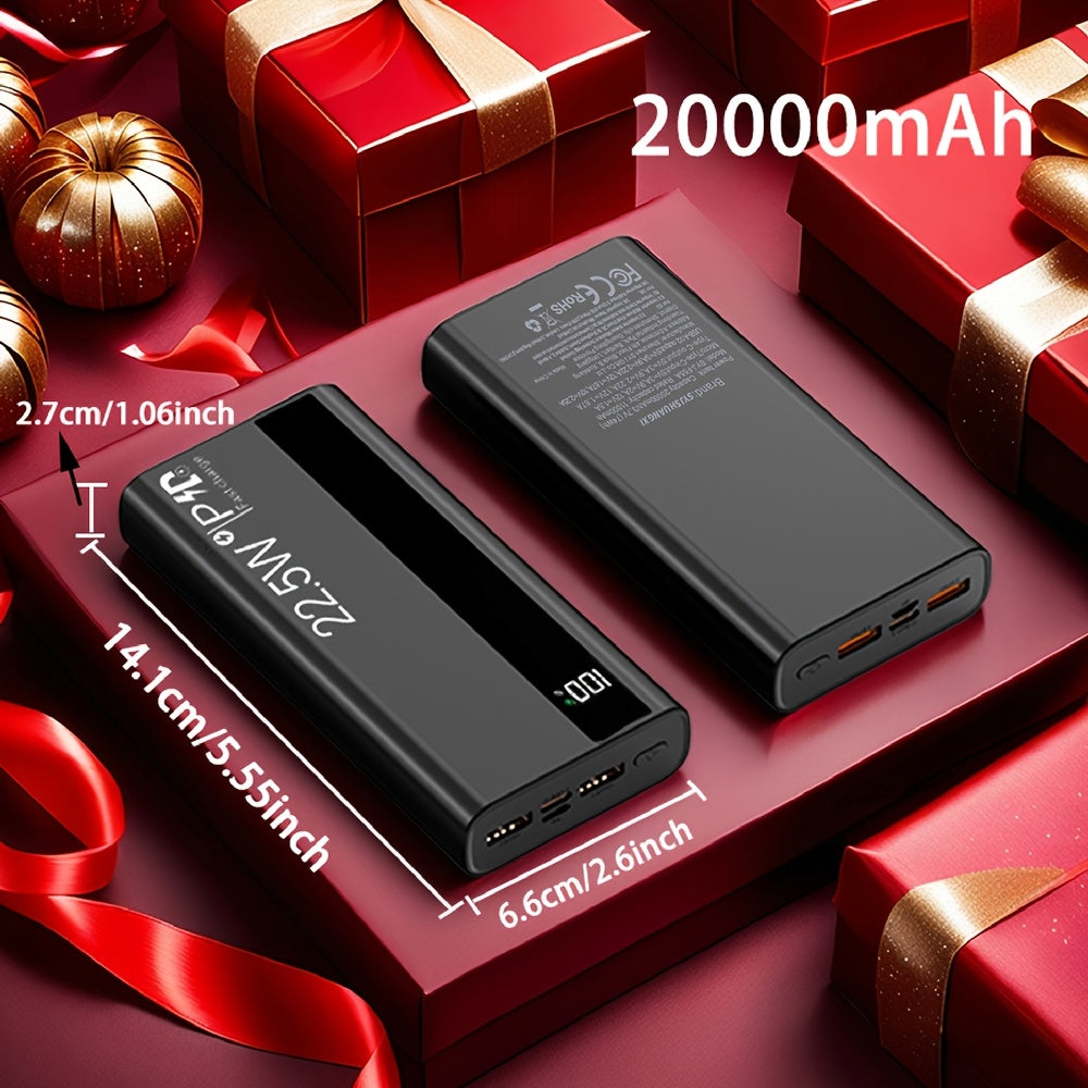 快速充電行動電源，22.5W 10000/20000mAh USB C 充電輸入輸出快速充電，PD 3.0+QC 4.0 LED 顯示螢幕手機充電包，相容於 iPhone 15/14/13/12 Pro、Samsung S21、Google/Ipad 平板等。適合送禮。