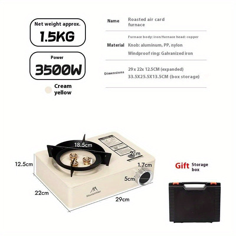 Mountainhiker 3500W High-Power Outdoor Portable Strong-Flame Cassette Stove, Tea Kettle Camping Stove Head, Commercial & Home Use