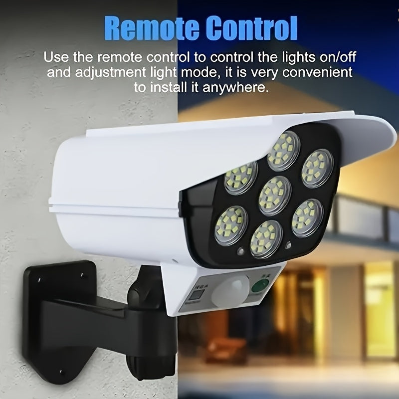 1pc, Outdoor Solar Light, Solar Wall Light, Spotlight, 3 Modes with Remote Control, Simulation Monitoring Light, Outdoor Lighting, Night Light, Simulation Camera, Can Be Used for Walls, Doorways, Porches, Streets, Gardens