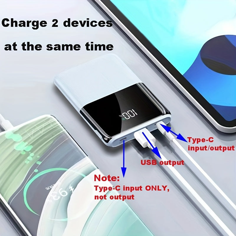 Mini Ultra-Convenient Fast Charging Power Bank, with a Large Capacity of 10000/20000Mah, 22.5W USB Fast Charging Output, 20W Bidirectional Fast Charging, Digital Power Display Screen, Suitable for Iphone/Android System Mobile Devices, Birthday Gift