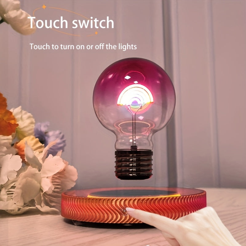 Rainbow magnetic levitation bulb, with full-angle automatic rotating light source, unique gift for home and office decoration