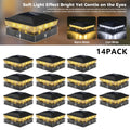 6/14 Pack Solar Post Cap Light, Fits 4x4 and 3.5x3.5 Inch Vinyl/Wood Posts, Dual Color Temperature (Warm White/Cool White) Two Lighting Modes, Dusk-to-Dawn Auto On/Off, IP65 LED Outdoor Fence and Patio Light, Black