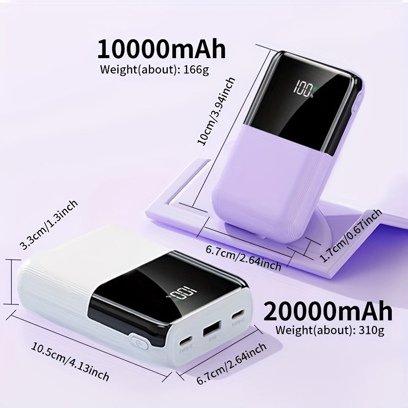 Mini Ultra-Convenient Fast Charging Power Bank, with a Large Capacity of 10000/20000Mah, 22.5W USB Fast Charging Output, 20W Bidirectional Fast Charging, Digital Power Display Screen, Suitable for Iphone/Android System Mobile Devices, Birthday Gift