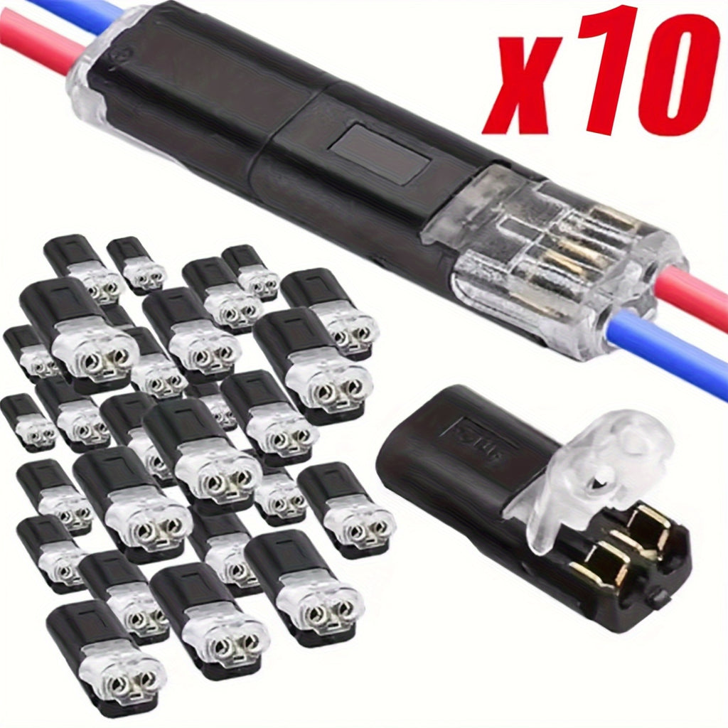 10/20/50pcs Wire Insertion Connector with Lock Catch - Pluggable LED Wire Connector, 2-Pin 2-Way Wire Connector, AWG 18-22, No Wire Stripping Required