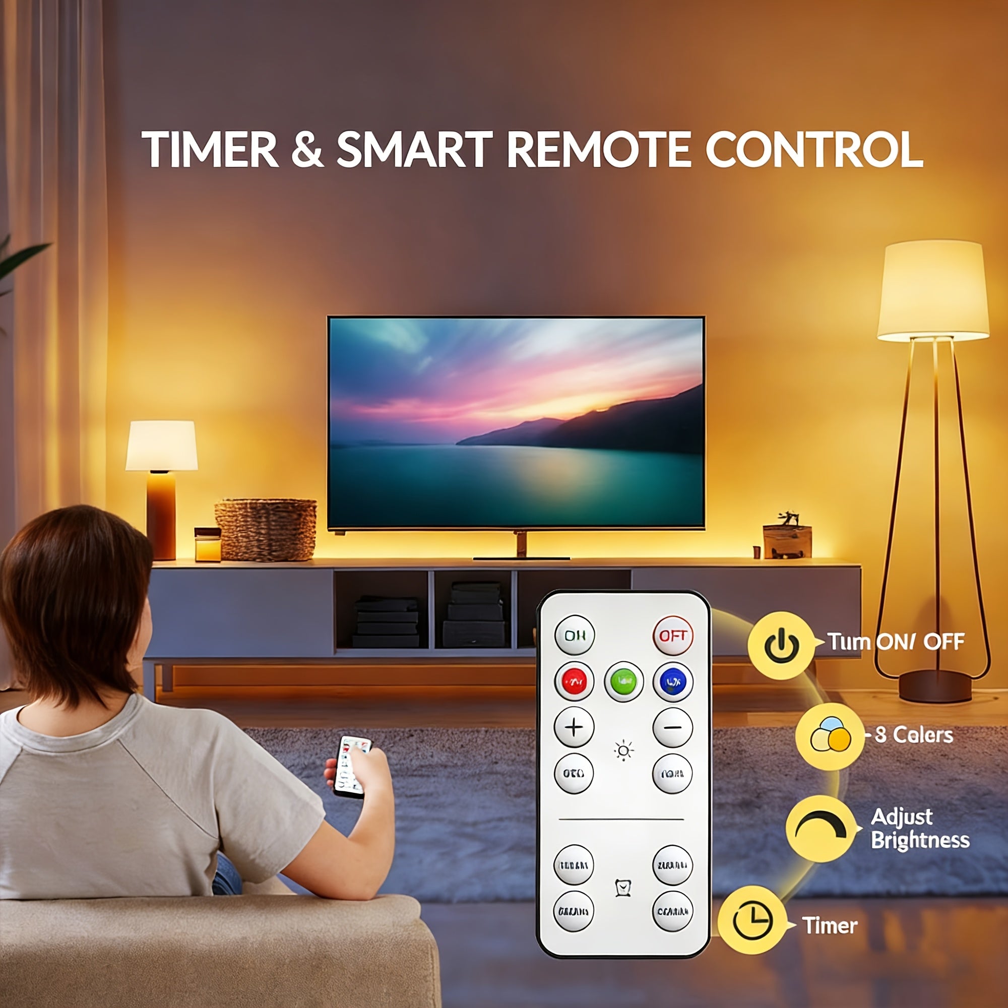 Rechargeable remote control timer bulb, backup battery bulb for wall lamps and desk lamps, emergency rechargeable bulb for non-hardwired fixtures, 3 color temperatures, dimmable, 36V and below