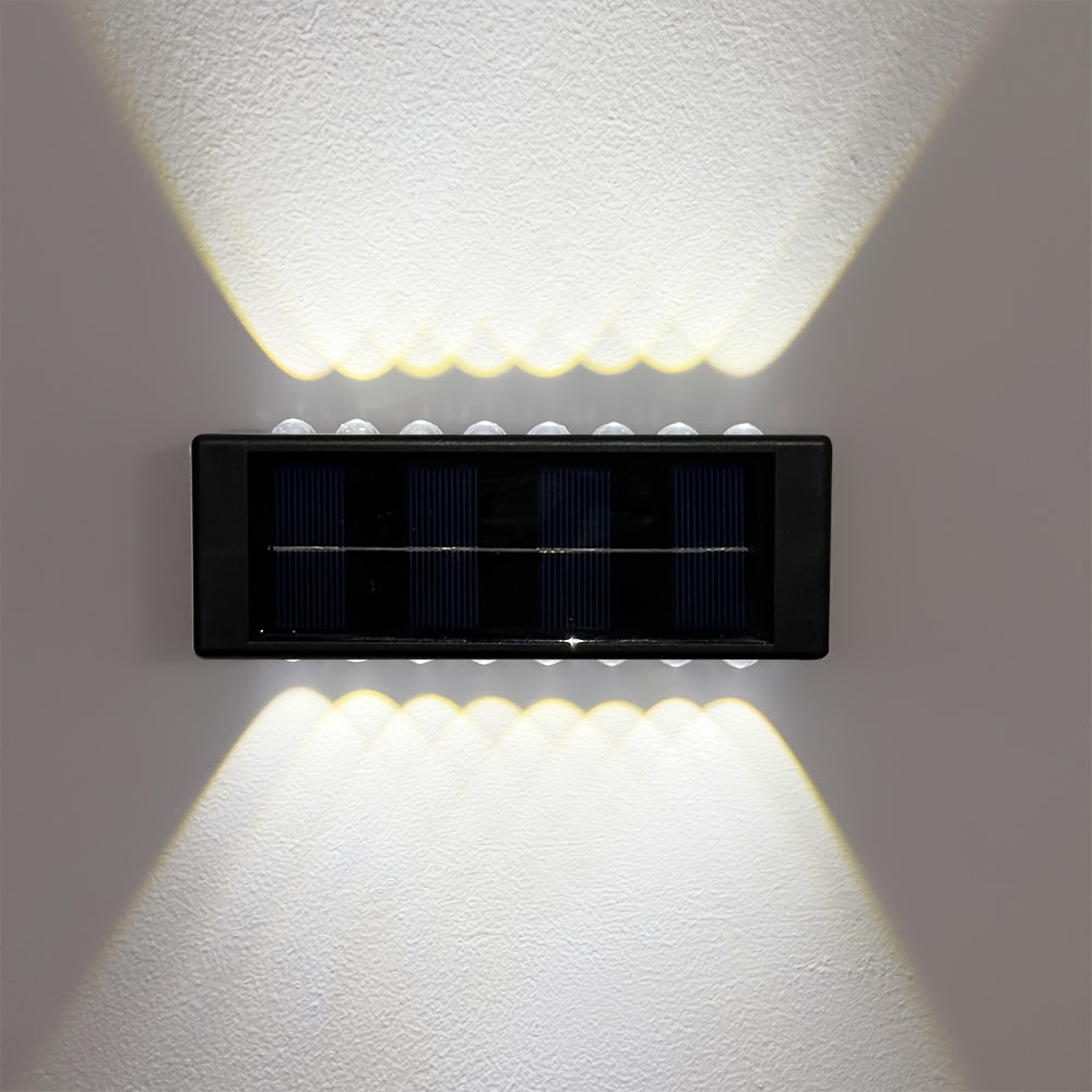 Set of 4 Solar Outdoor Garden Lights! Equipped with 12/16 LED Lights, Two-Way Wall Illumination, IP44 Rating, Easy Installation! Made of Durable Plastic, Perfect for Illuminating Outdoor Paths in Your Garden, Pathway Light, Solar Design