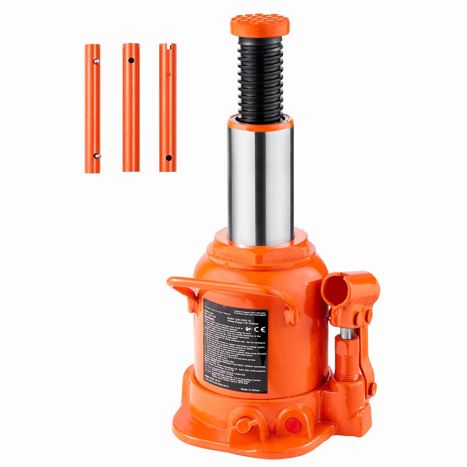 VEVOR Hydraulic Bottle Jack 20 or 50 Ton Manual High-Lift Car Auto Repair Shop