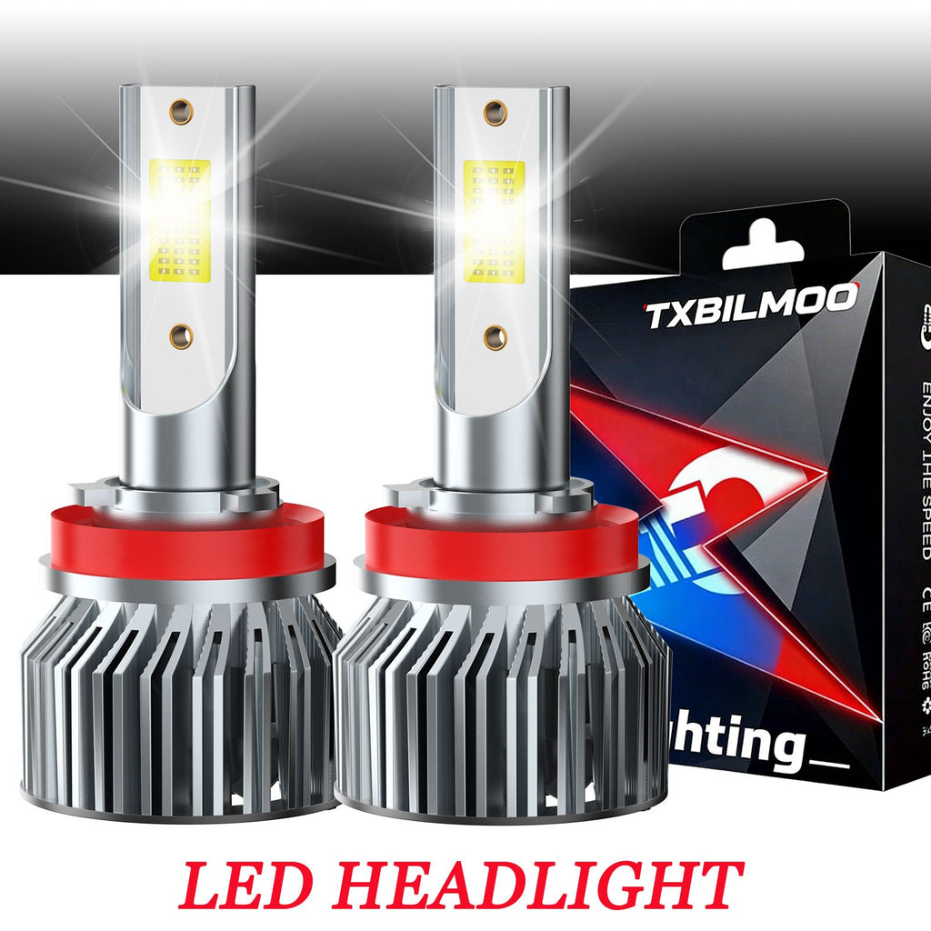 H11 H8 H9 TXBILMOO 2-Pack LED Headlight Bulbs High/Low Beam Set Bright White 10000Lm, No Battery Included
