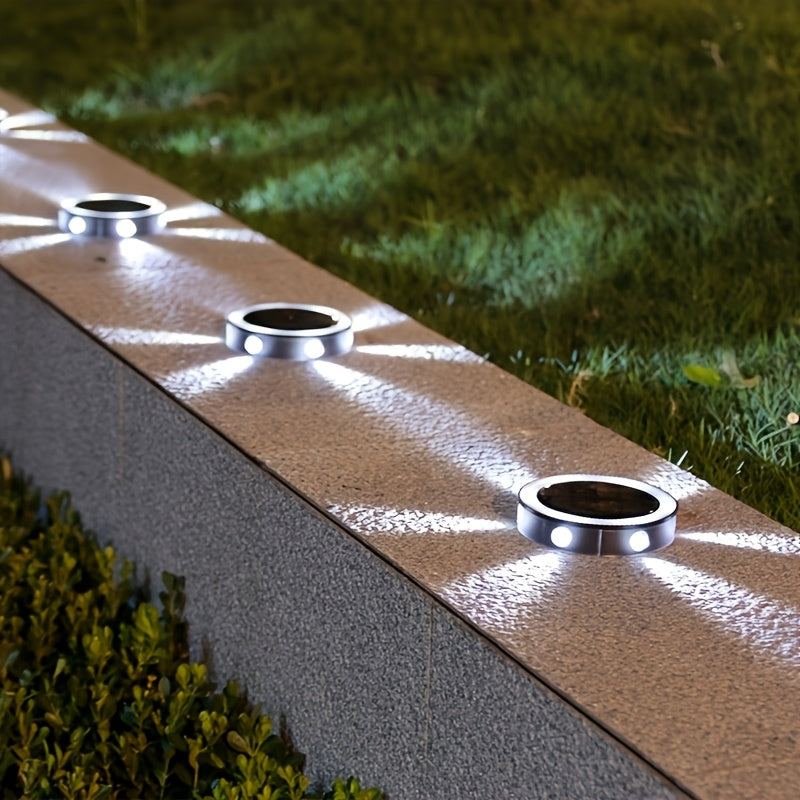 4-Piece 6LED Solar Ground Light, Garden Ground Deck Light, Suitable for Path, Park, Courtyard, Lawn, Villa, Halloween Christmas Party Decorative Lighting, Light Sensor Control, Outdoor IP44 Durable Warm White