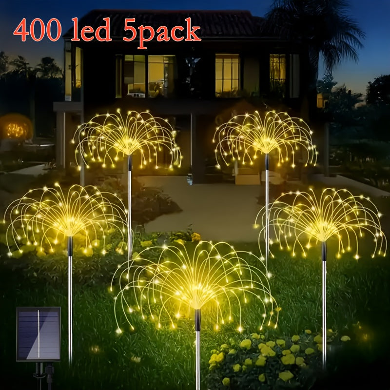 FACHOI 5件套-400颗LED太阳能烟花灯 5件套-300颗LED智能光感DIY太阳能装饰灯 适用于商业街、小径装饰、花园露台 4件套-320颗LED 8种照明模式 4件套-240颗LED 白光/彩光/暖光