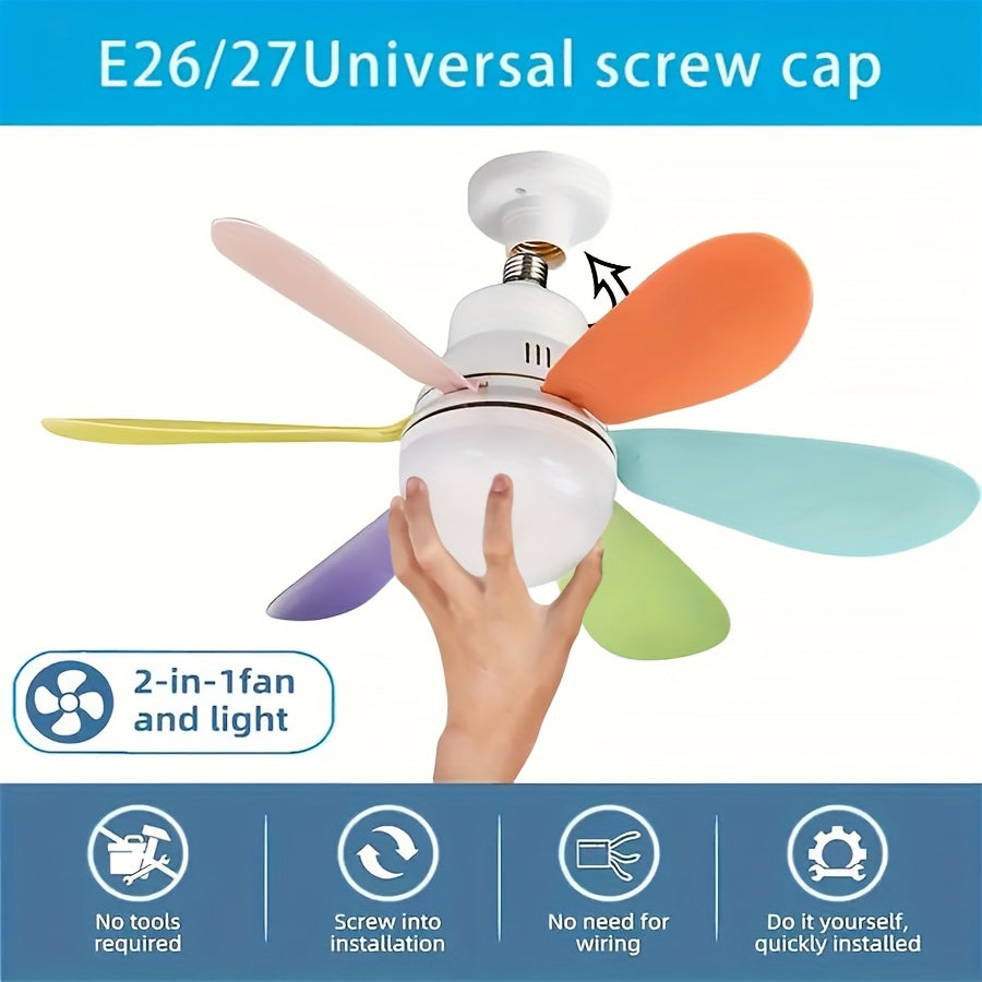 High Power E27 Base Ceiling Fan 30W with Dimmable LED Light, Silent Motor Remote Control Fan Light, E27 Extended Base, 3 Speed & Color Temperature Adjustment, Energy Saving Easy Installation for Living Room Bedroom