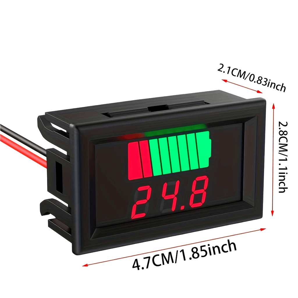 Battery Charge Level Indicator 12V 24V 36V 48V 60V 72V – Battery Capacity Tester, LED Display Voltmeter for Cars, Golf Carts, Forklifts & Electric Vehicles