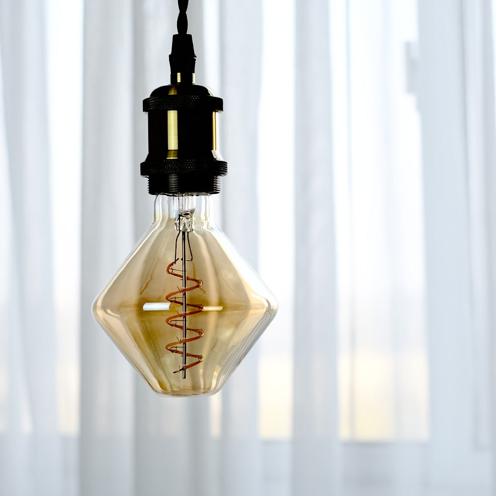 1-pack, LED Edison bulb 120V E26 base 4 watt dimmable LED filament vintage decorative bulb, 2300K warm yellow light, amber glass cover