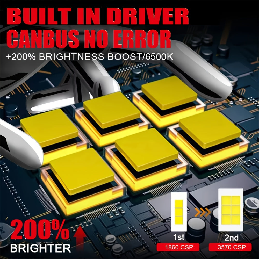 2-Pack - H11/H7/H4/H1, 9005/9006/9012 LED Headlight Combo Bulbs | High/Low Beam Integrated, 6500K Super White High Brightness, 40000 Lumens, Universal Car Headlight, No Battery Needed