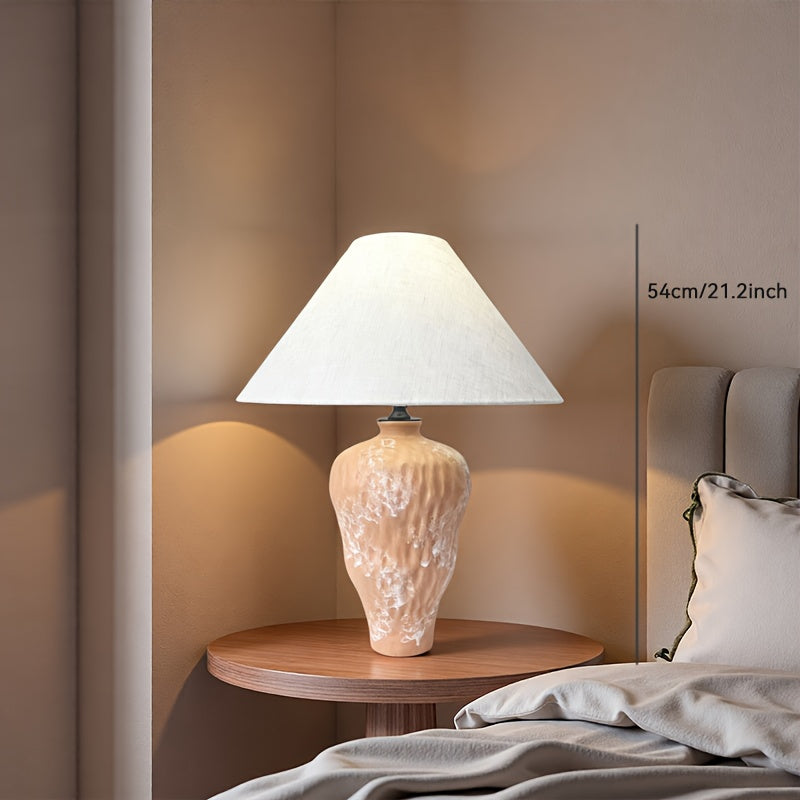 Wabi-sabi style mid-century modern table lamp, with mushroom-shaped lampshade and walnut veneer — controllable bedside lighting, suitable for bedroom, nightstand, minimalist decoration — includes in-line switch bulb (no)