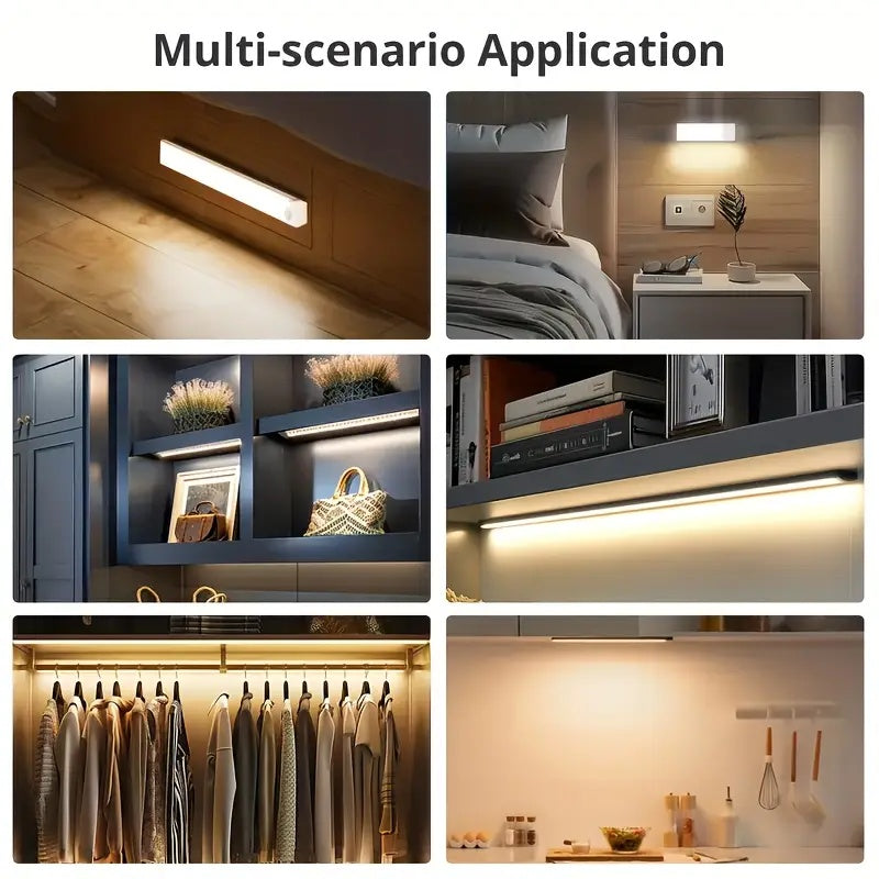 2026 hot sale rechargeable smart motion sensor light, motion sensor LED light strip, with magnetic adhesive and USB-powered smart lighting - wireless floor/ceiling/wall light/cabinet light, suitable for kitchen, wardrobe, staircase