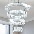 Modern LED pendant light, crystal chandelier, with 4 rings, suitable for dining room, bedroom and living room, diameter 7.9" to 19.7"