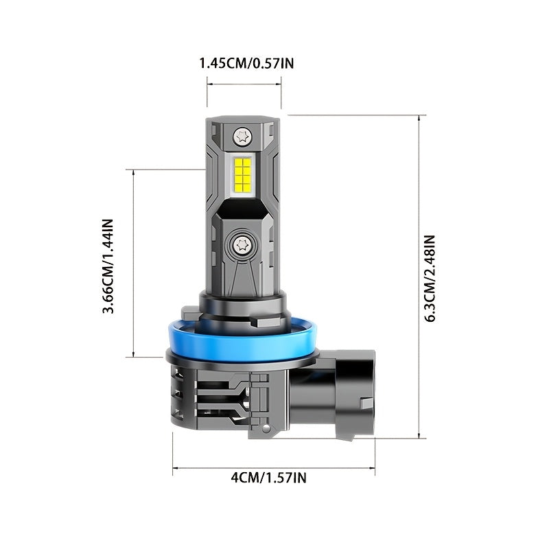 2Pcs H11 LED Bulbs Car Headlight Conversion Kit 6000K Cool Light High Power High Brightness High Beam Low Beam 1:1 Beam Design Copper Tube Heat Dissipation with Cooling Fan LED Car Light Car Programming Upgrade