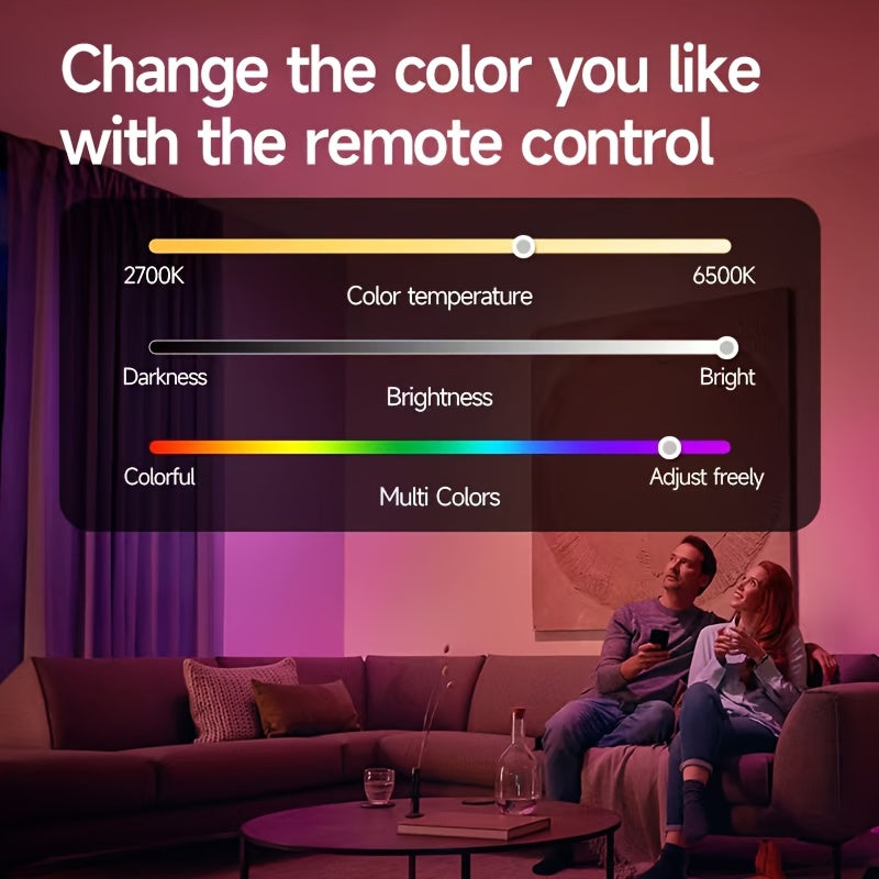Rechargeable LED bulb with remote control, detachable, ambiance light, table lamp, wall lamp, puck light, emergency light, 15 colors lighting, USB rechargeable LED bulb with hook - portable high brightness, suitable for bedroom, living room