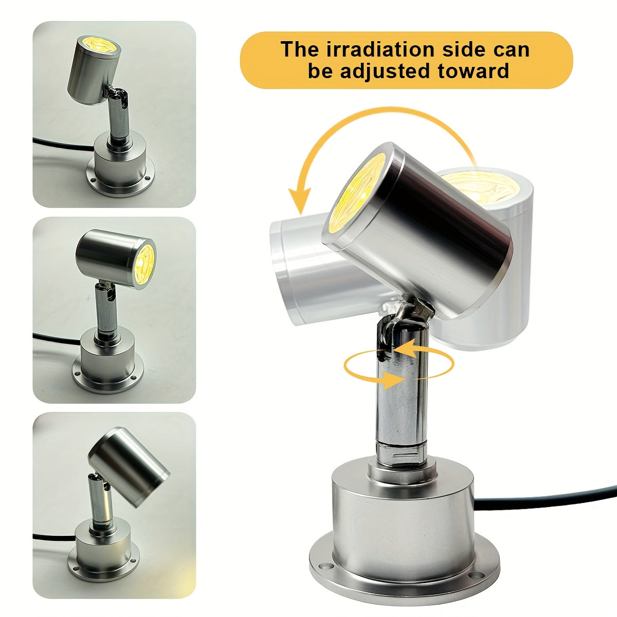 Warm white portable USB LED flood light - surface mount pendant fan-shaped light with push-button control, rotatable aluminum lampshade, suitable for cabinet, display case, jewelry lighting